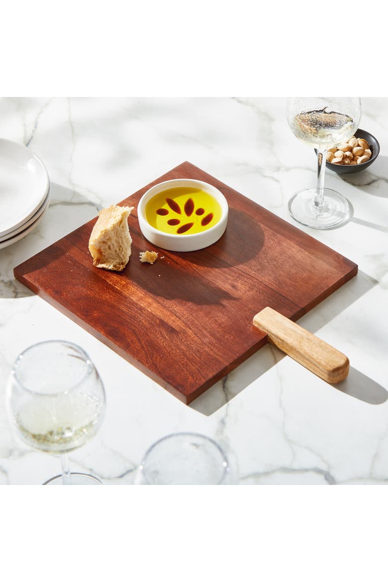 Verge Square Board Natural Mango Wood Everyday Serving Tray, Alternate, color, Black