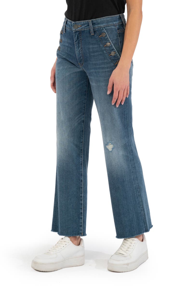 KUT from the Kloth Olivia High Waist Distressed Raw Hem Sailor Jeans, Alternate, color,
