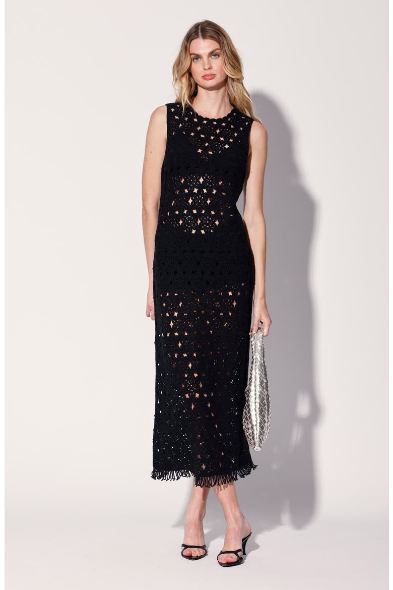 Brianna Openwork Maxi Dress, Alternate, color, BLACK