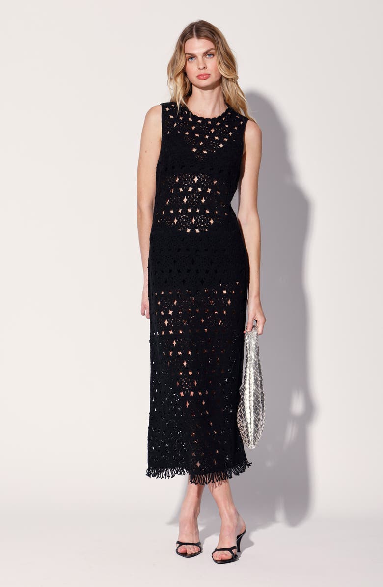 Walter Baker Brianna Openwork Maxi Dress, Alternate, color, Black