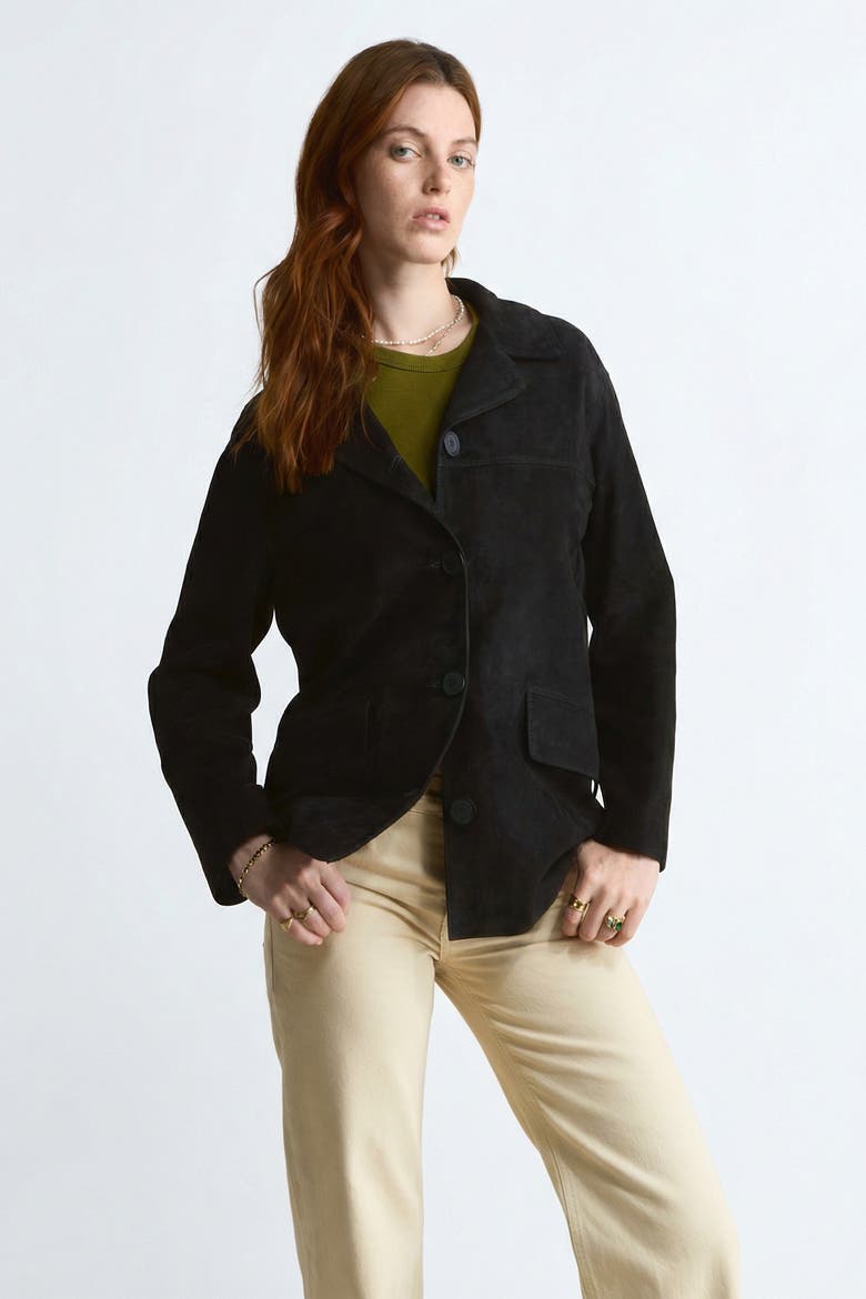 Vera Suede Blazer, Main, color, Black