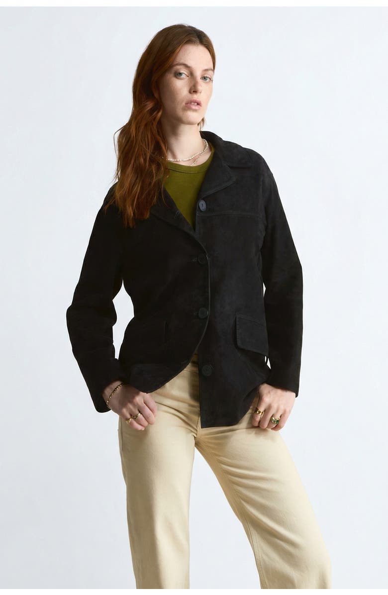 FURNIQ UK Vera Suede Blazer, Main, color, Black