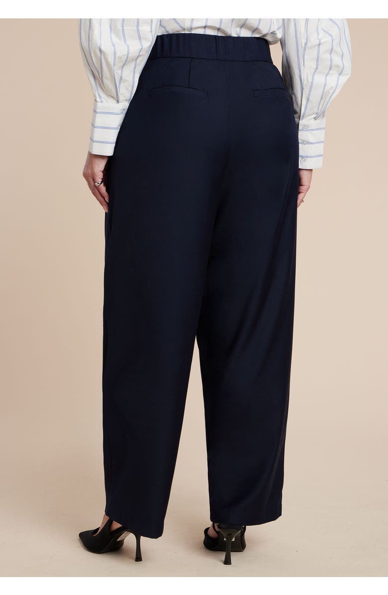 ELOQUII Pleated Straight Leg Trouser, Alternate, color, Navy
