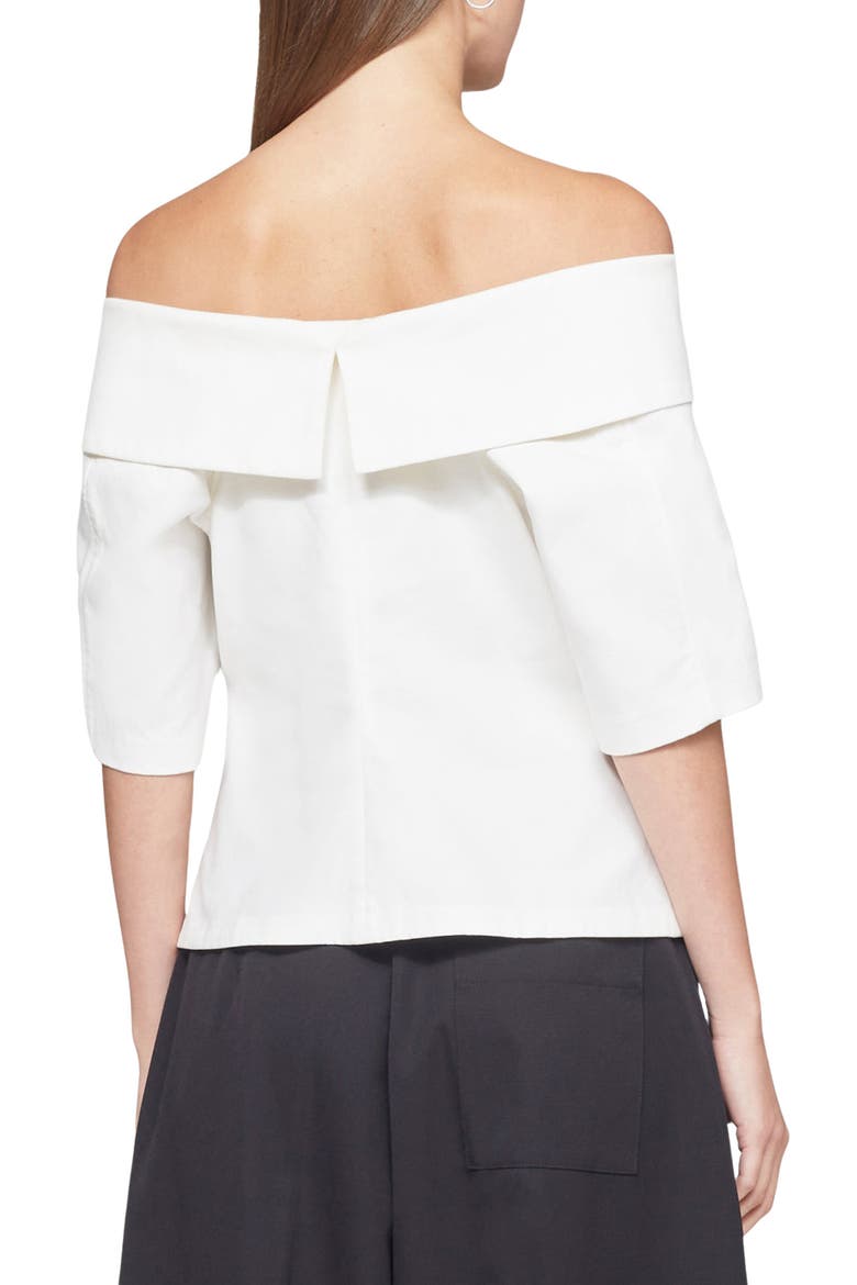 Structured Cotton Off the Shoulder Top, Alternate, color, WHITE