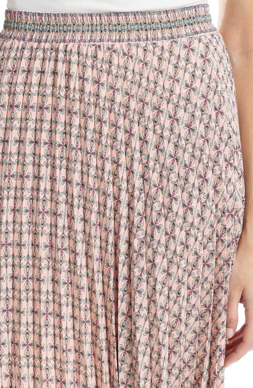 Max Studio Pleated Maxi Skirt In Coral Print