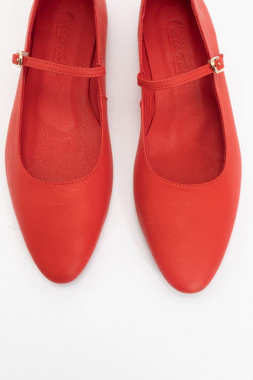 Forever & Always Shoes Lara Leather Mary Jane Flats In Red Leather