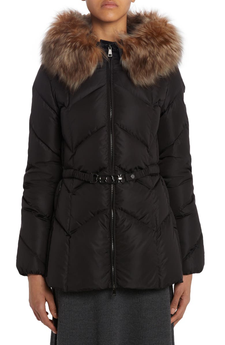 Moncler Loriot Down Jacket with Removable Genuine Shearling Trim, Main, color, 