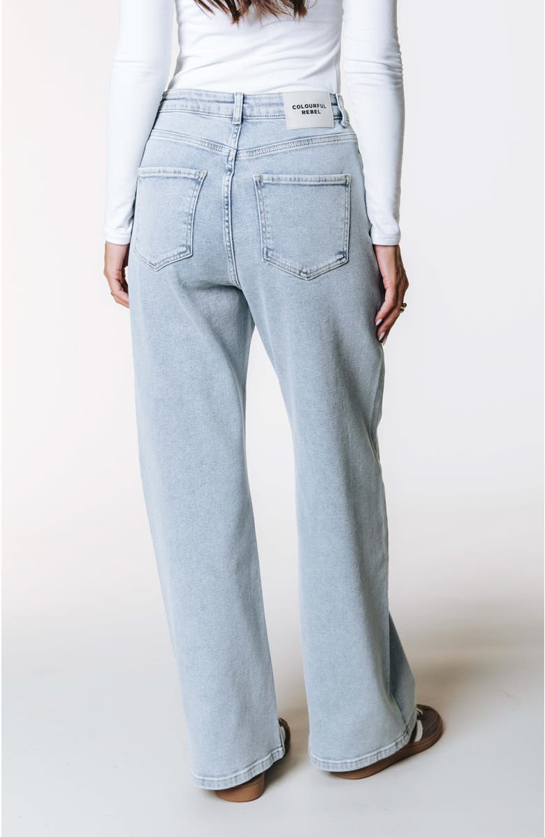 Colourful Rebel Gaias CR Logo High Rise Straight Leg Denim Pants, Alternate, color, Light Blue Denim