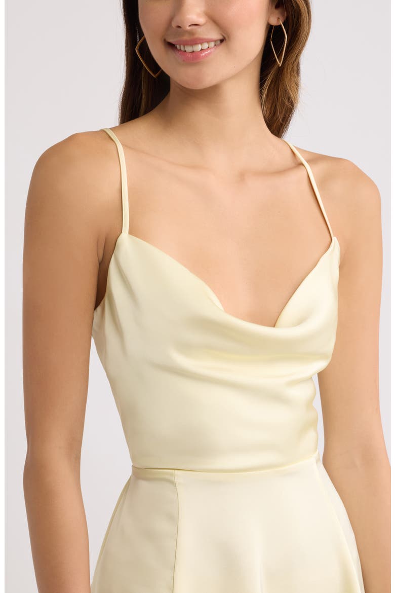 Cowl Neck Satin Minidress, Alternate, color, YELLOW FROST