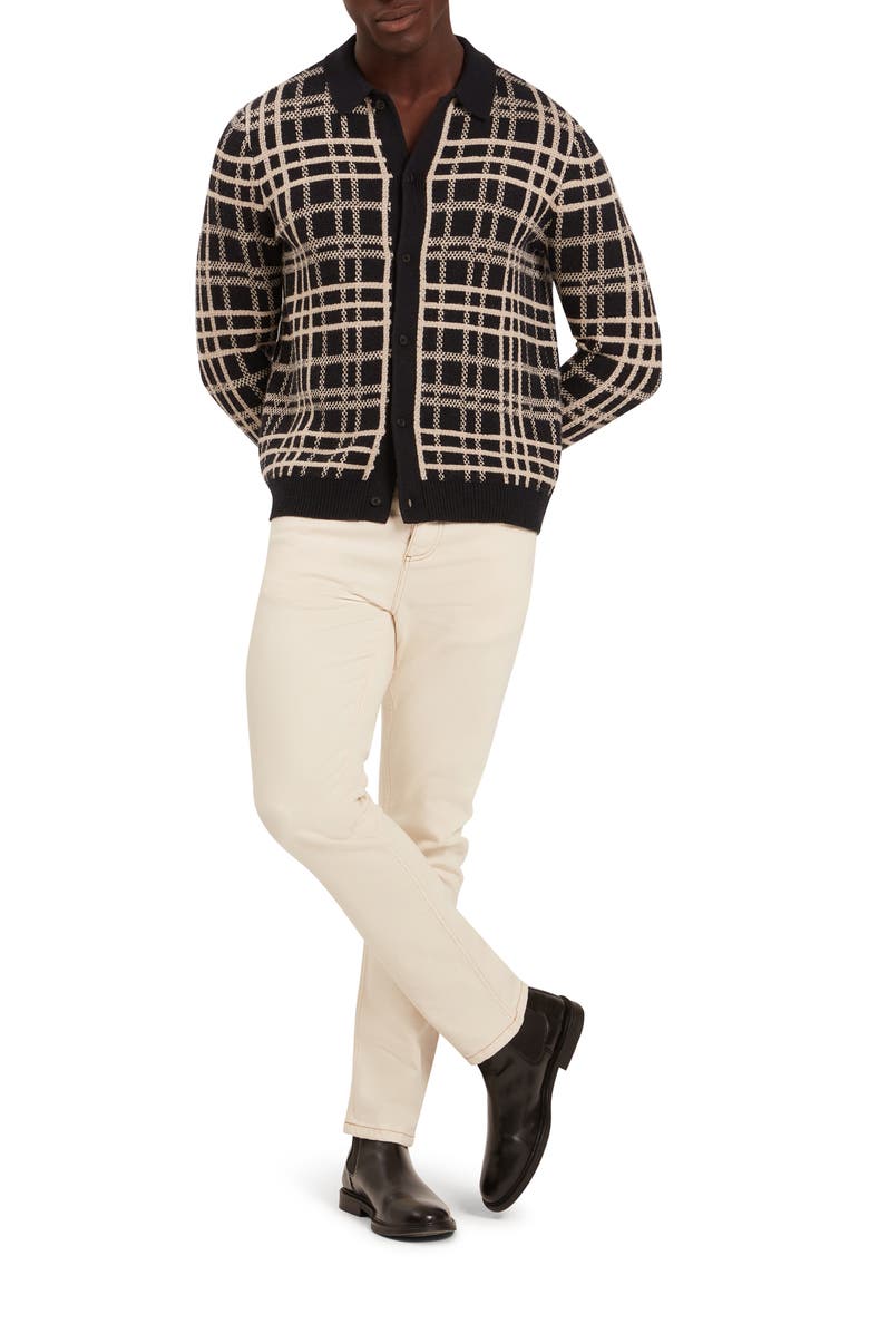 Ted Baker Jovien Plaid Jacquard Cardigan, Alternate, color, Navy