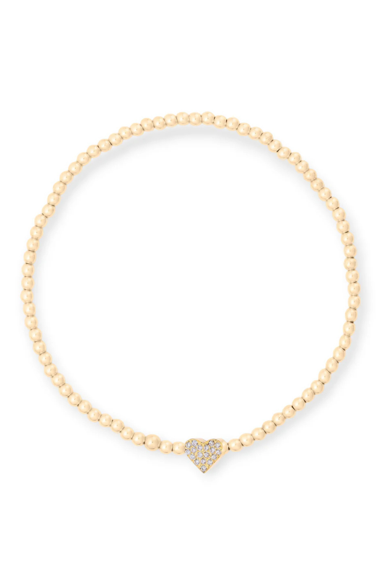 CUFFED BY NANO Pavé Heart 14k Gold Filled Bead Bracelet, Main, color, Gold