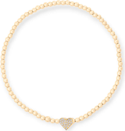 CUFFED BY NANO Pavé Heart 14k Gold Filled Bead Bracelet