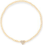 CUFFED BY NANO Pavé Heart 14k Gold Filled Bead Bracelet