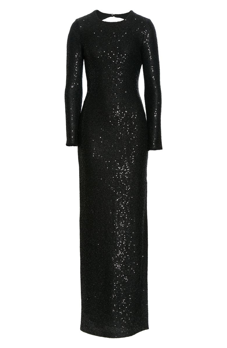 St. John Evening Sequin Open Back Long Sleeve Gown, Alternate, color, 
