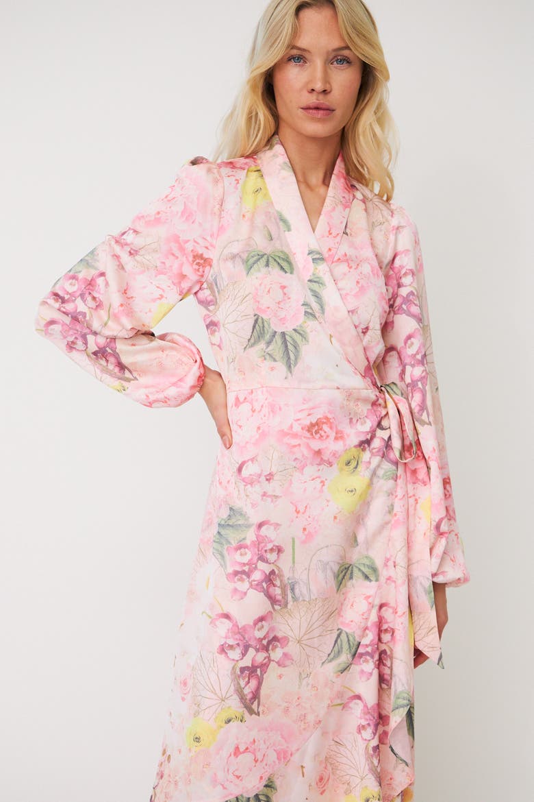 Laracras Floral Wrap Dress, Alternate, color, Floral Garden
