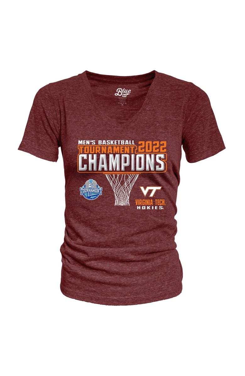 BLUE 84 Women's Blue 84 Maroon Virginia Tech Hokies 2022 ACC Men's Basketball Conference Tournament Champions V-Neck T-Shirt, Alternate, color, 