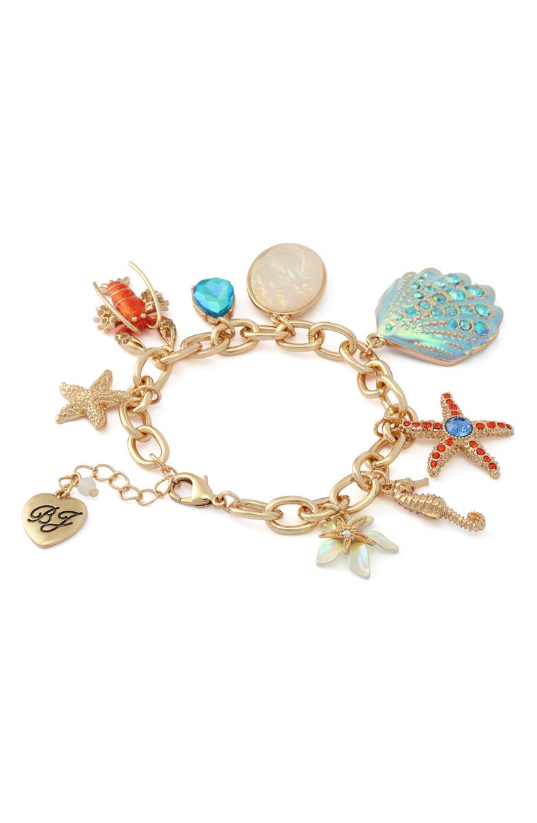 Betsey Johnson Sealife Charm Flex Bracelet, Alternate, color, Blue