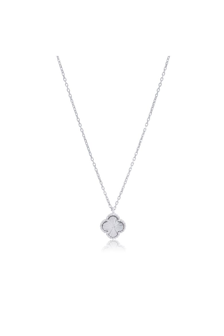 Fluted Single Clover Necklace, Main, color, Sterling Silver