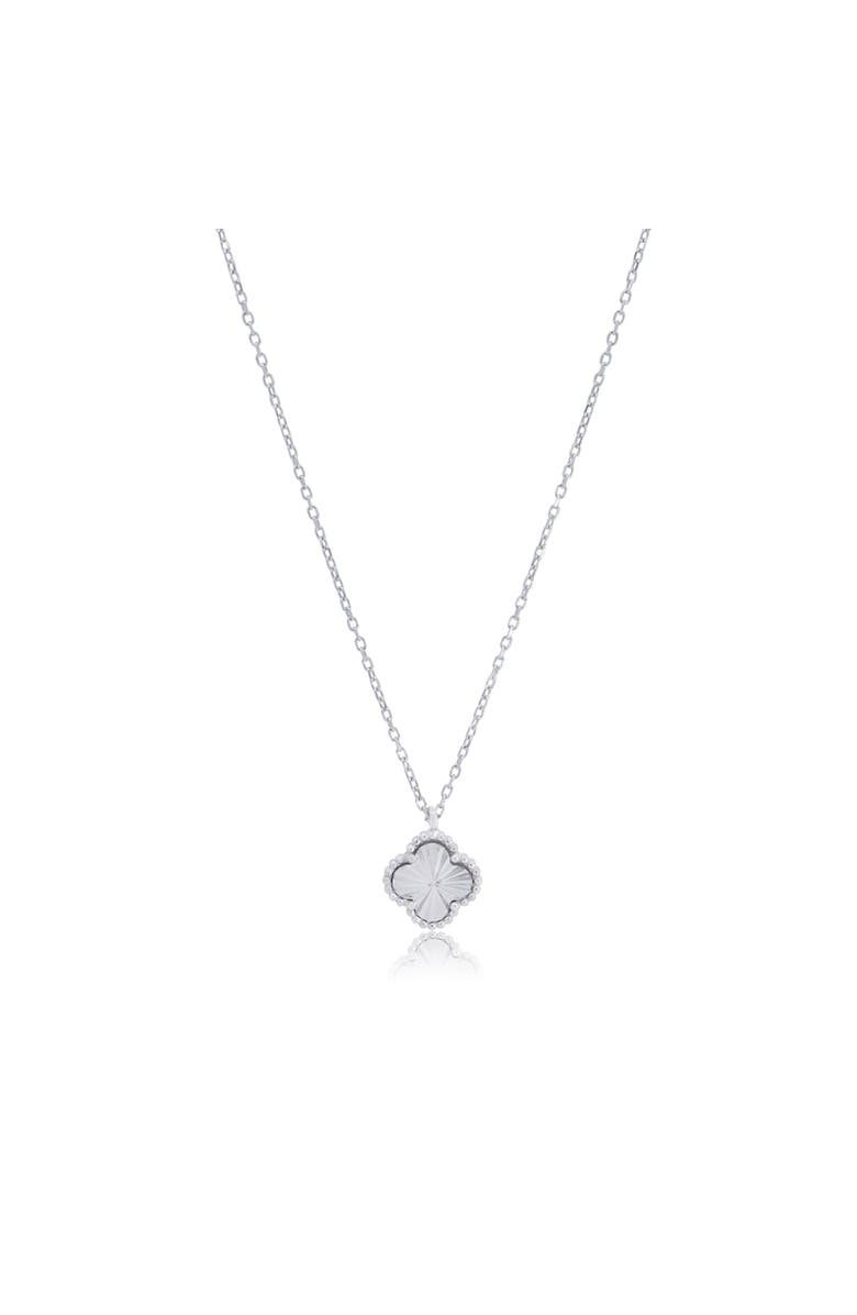 The Lovery Fine Jewelry Fluted Single Clover Necklace, Main, color, Sterling Silver