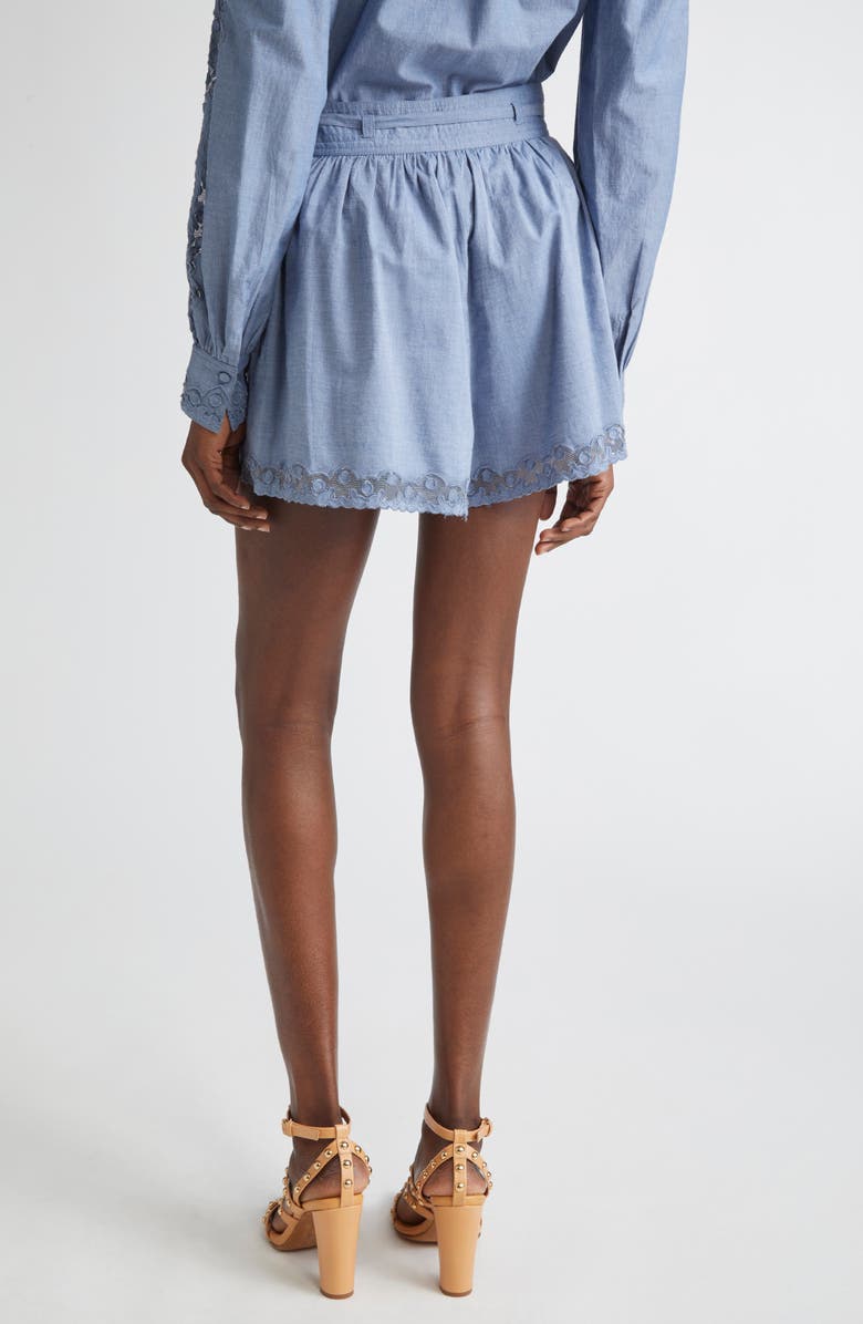 Ulla Johnson Elowen Tie Waist Chambray Shorts, Alternate, color, Chambray