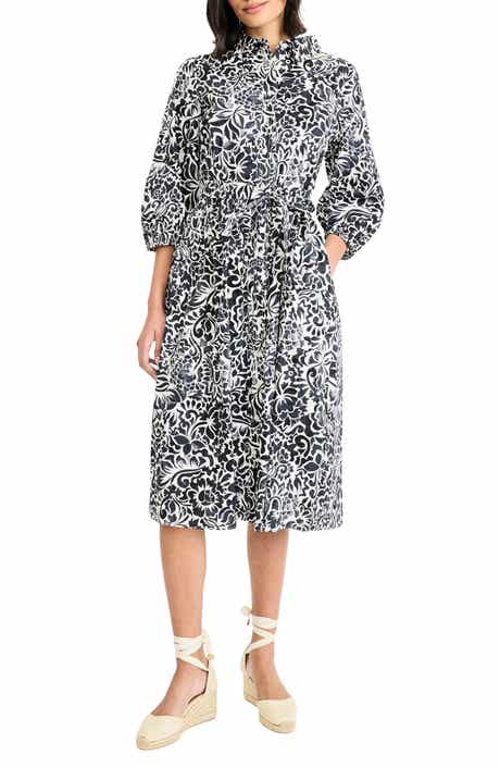 Maggy London Floral Three-Quarter Sleeve Shirtdress