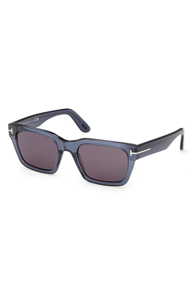 TOM FORD Andy 53mm Square Sunglasses, Alternate, color, Transparent Navy Blue/ Smoke