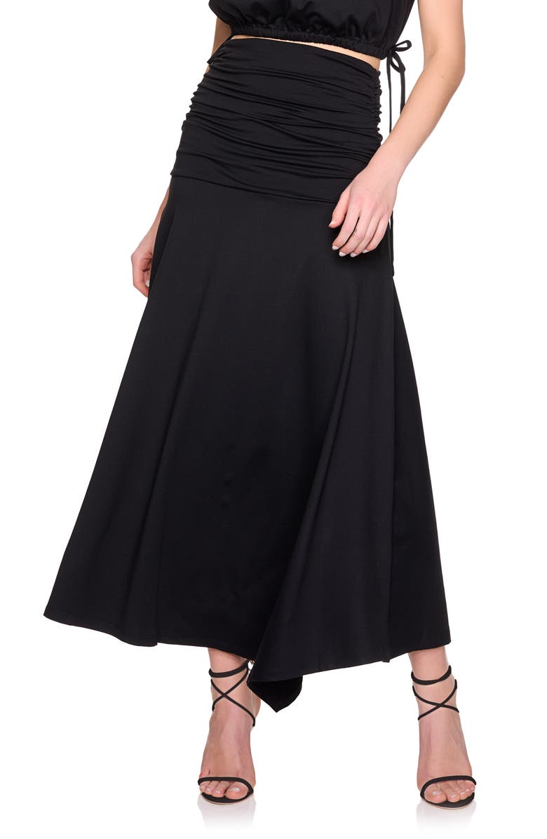 Susana Monaco Gathered Midi Skirt, Main, color, Black