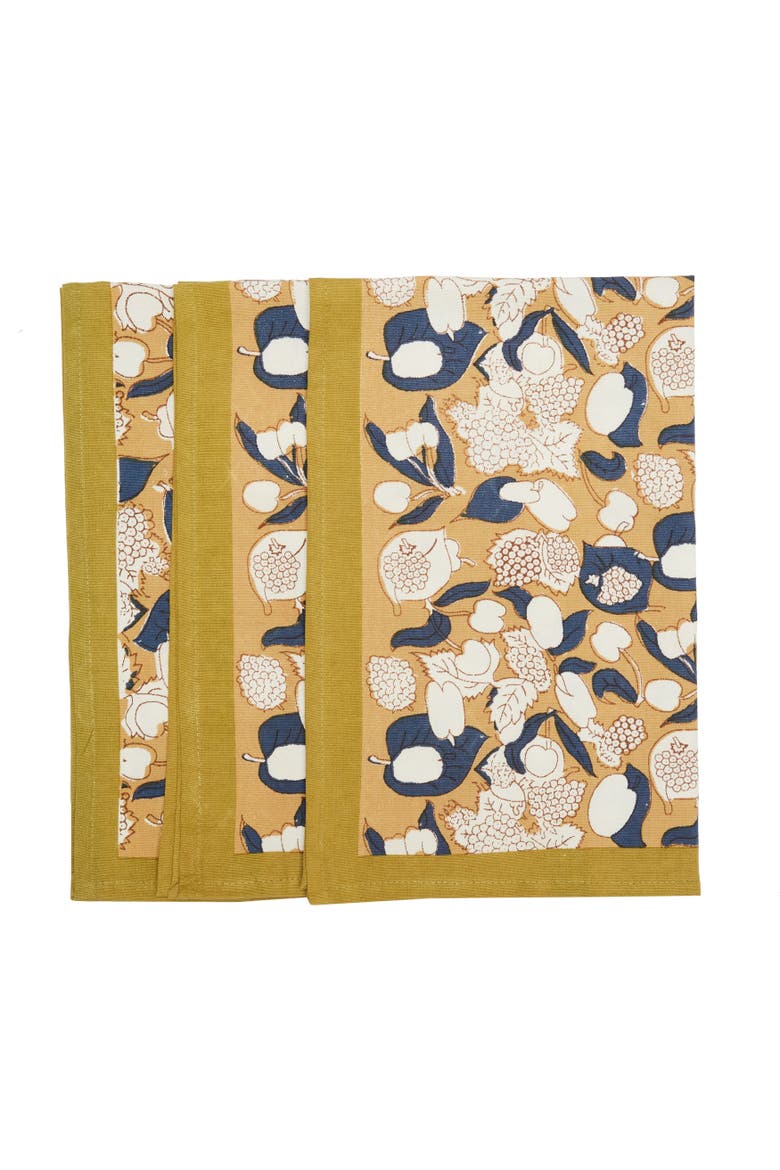 Forest Harvest Tea Towels, Alternate, color, Mustard/Blue 20" x 30"