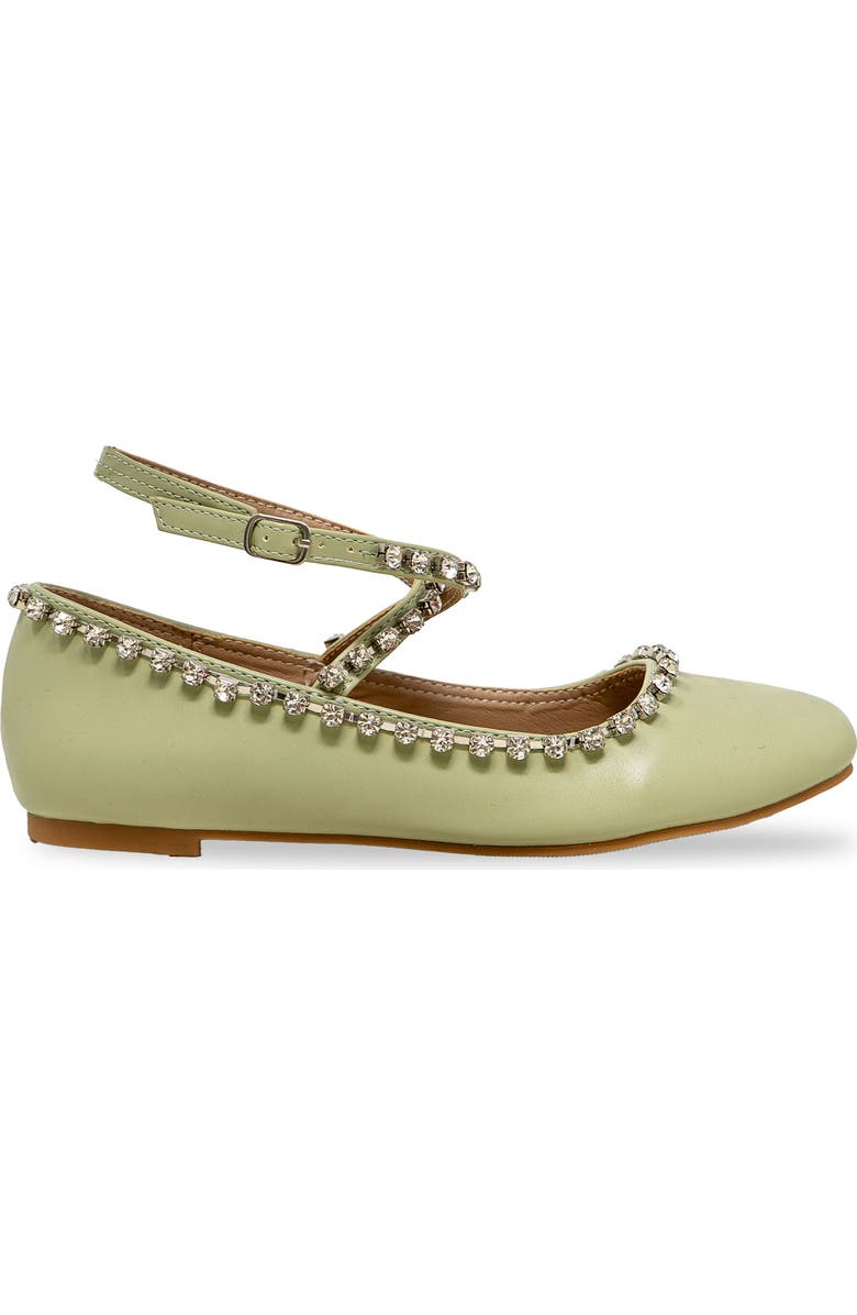 CHASE AND CHLOE Rhinestone Trim Ballet Flat, Alternate, color, Sage Pu
