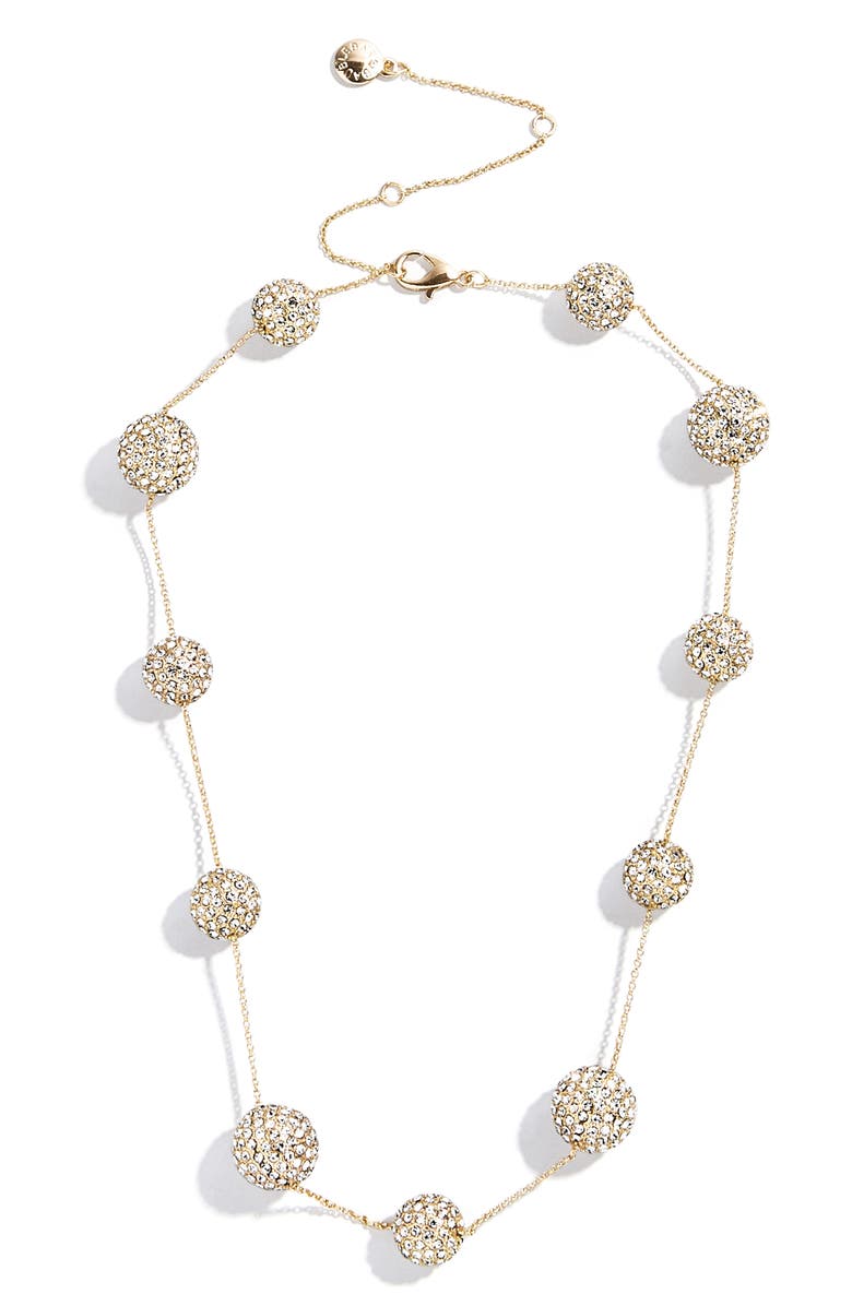 BaubleBar Blair Crystal Spehere Station Necklace, Main, color, Gold/ Clear