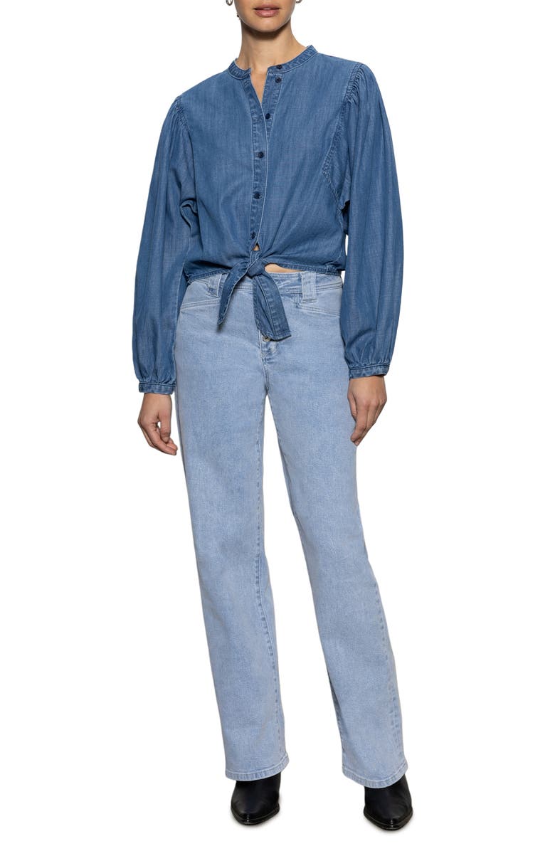 Sanctuary Tie Front Button-Up Shirt, Alternate, color, 