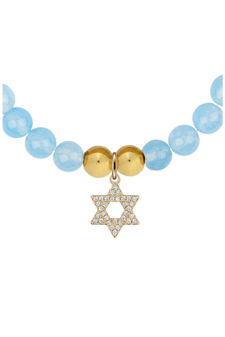 Semi-Precious Gemstone Star of David  Charm Bracelet in Gift Pouch, Alternate, color, Blue