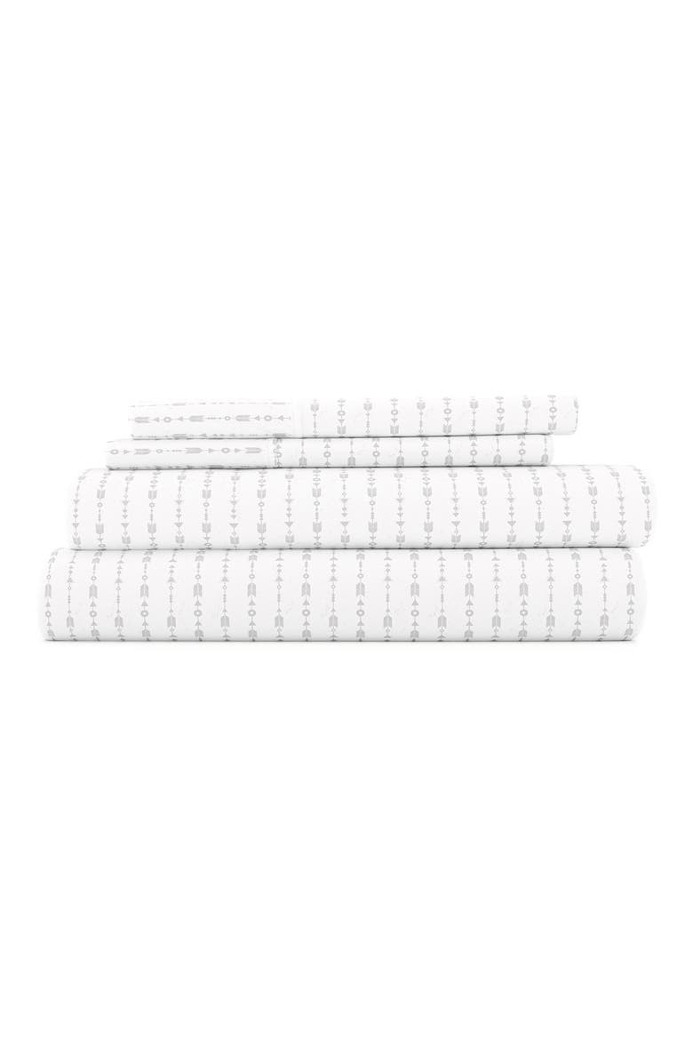 IENJOY HOME Premium Ultra Soft Elegant Beaded Arrows 4-Piece Sheets Set, Main, color, LIGHT GRAY