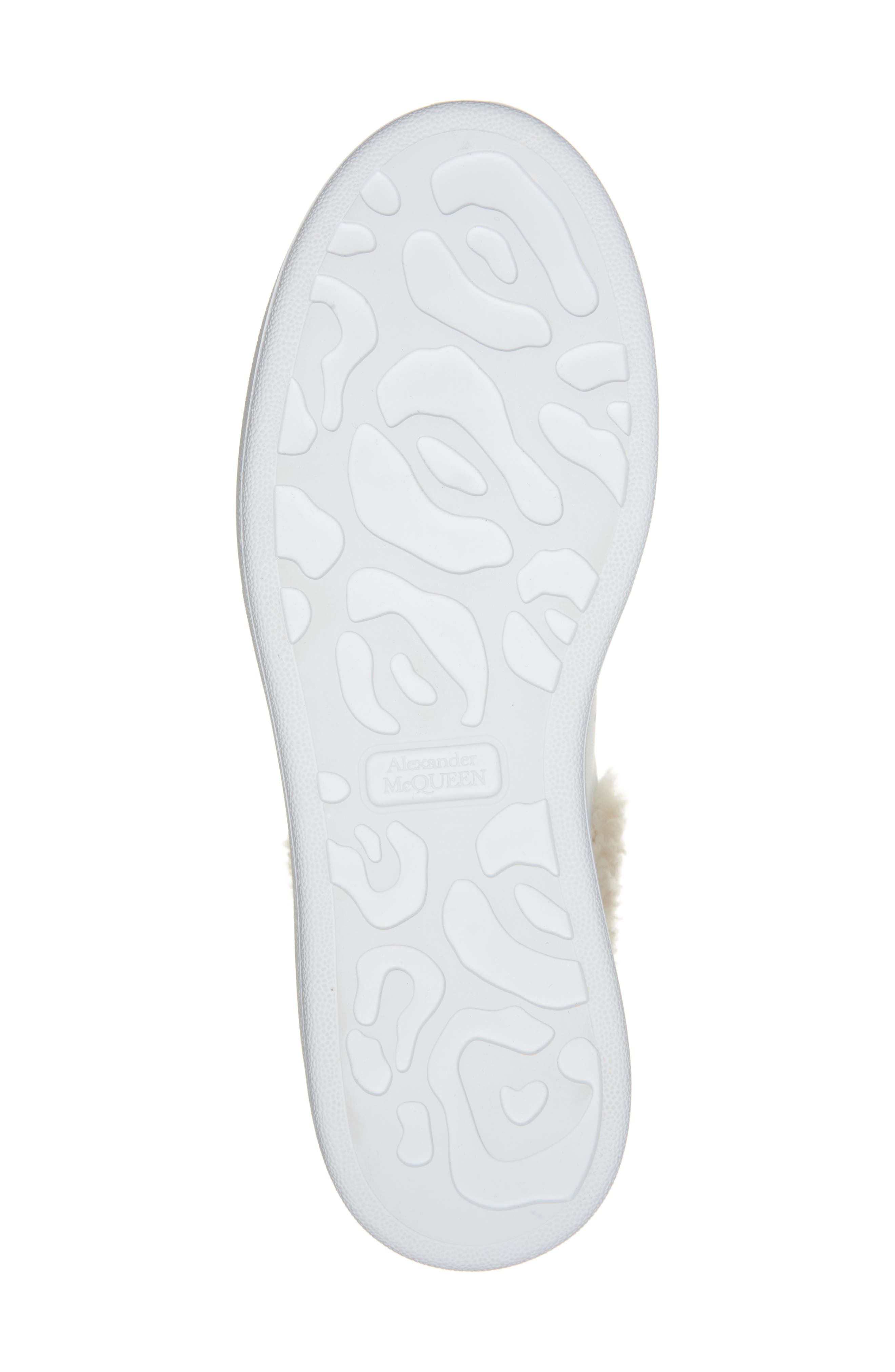 McQueen Oversize Genuine Shearling Trim Sneaker, Alternate, color, White/ Beige