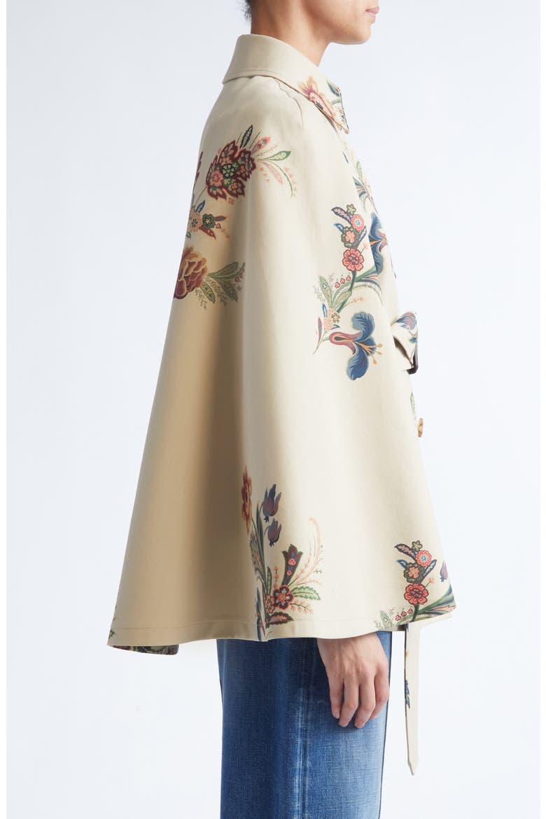Paisley Cape Trench Coat, Alternate, color, PRINT ON WHITE BASE