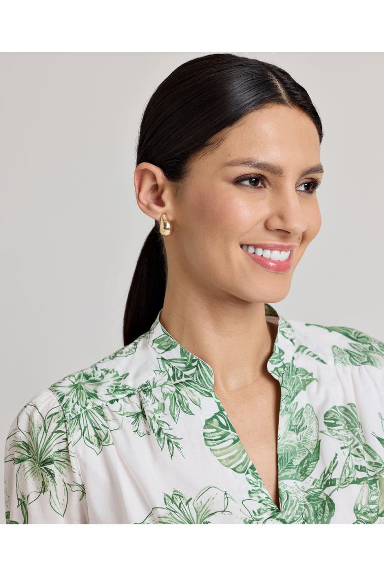 Flora Cotton Blouse, Alternate, color, Tropical Green Floral