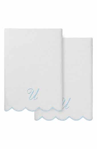 Adornia Scallop Initial 2-Piece Bath Towel Set