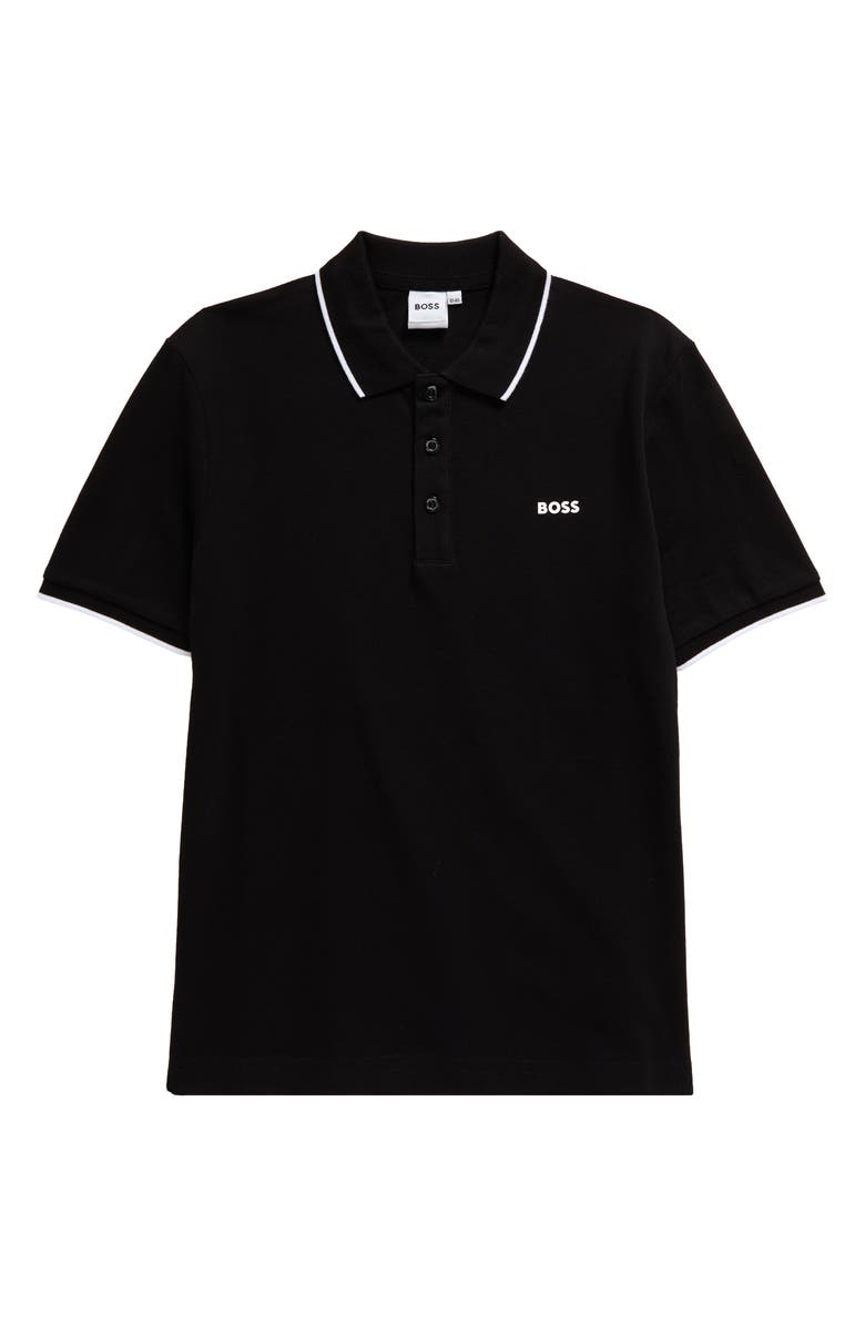 BOSS Kidswear Kids' Tipped Cotton Piqué Polo, Main, color, 