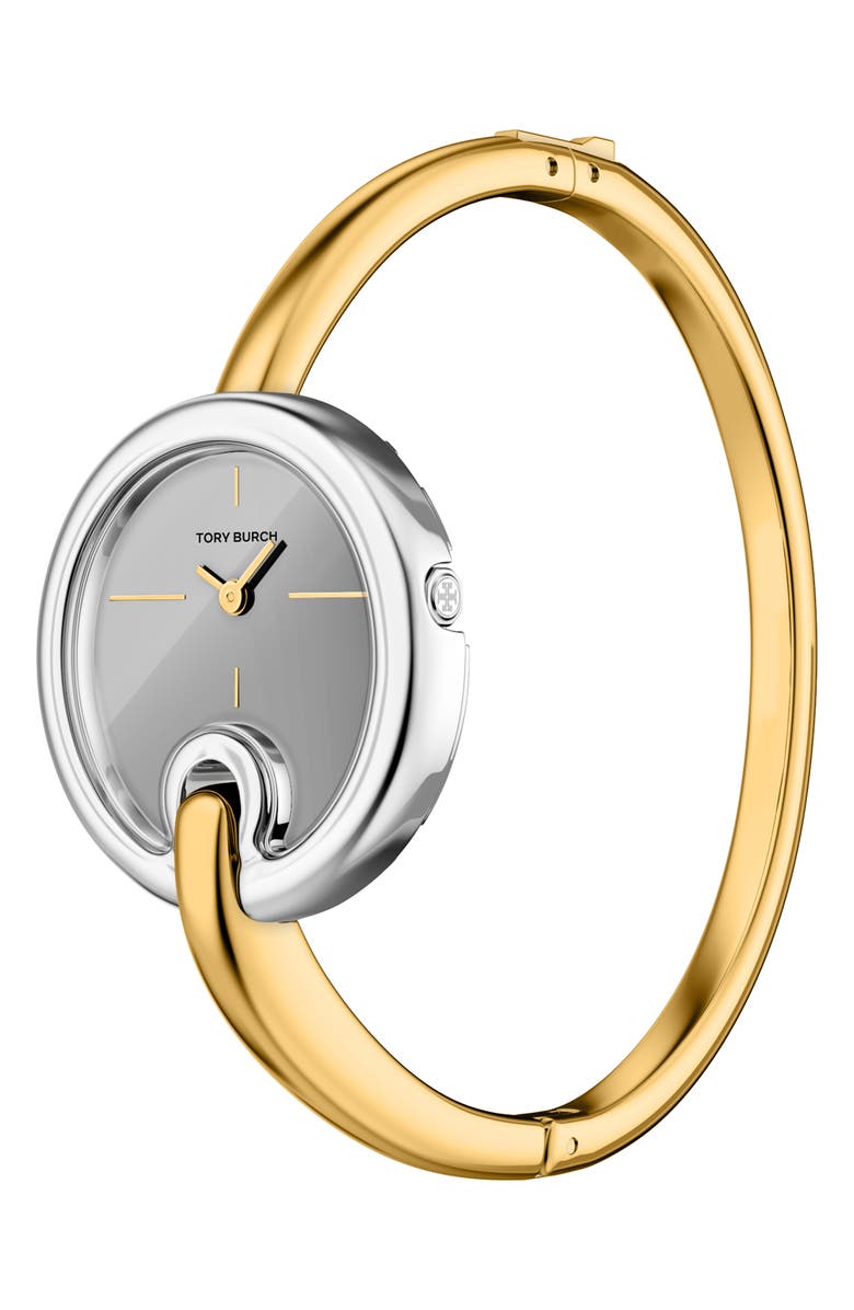 Tory Burch The Small Pierced Two-Tone Bangle Bracelet Watch, 30mm, Alternate, color, Two Tone