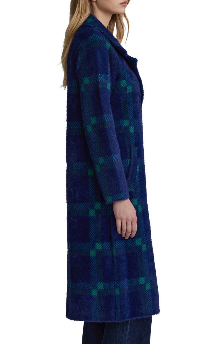 NVLT Plaid Faux Fur Coatigan, Alternate, color, Navy