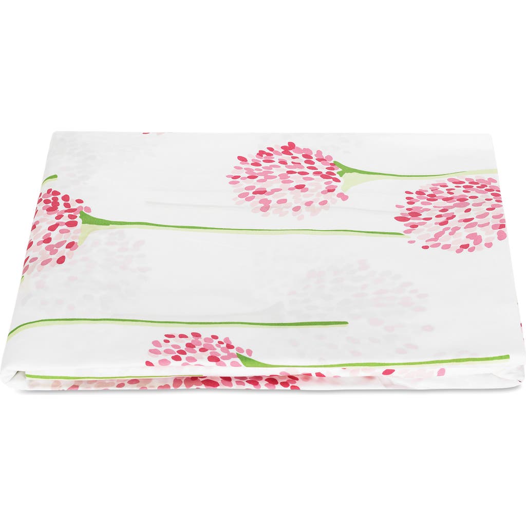 Matouk Floral Cotton Percale Fitted Sheet In Peony
