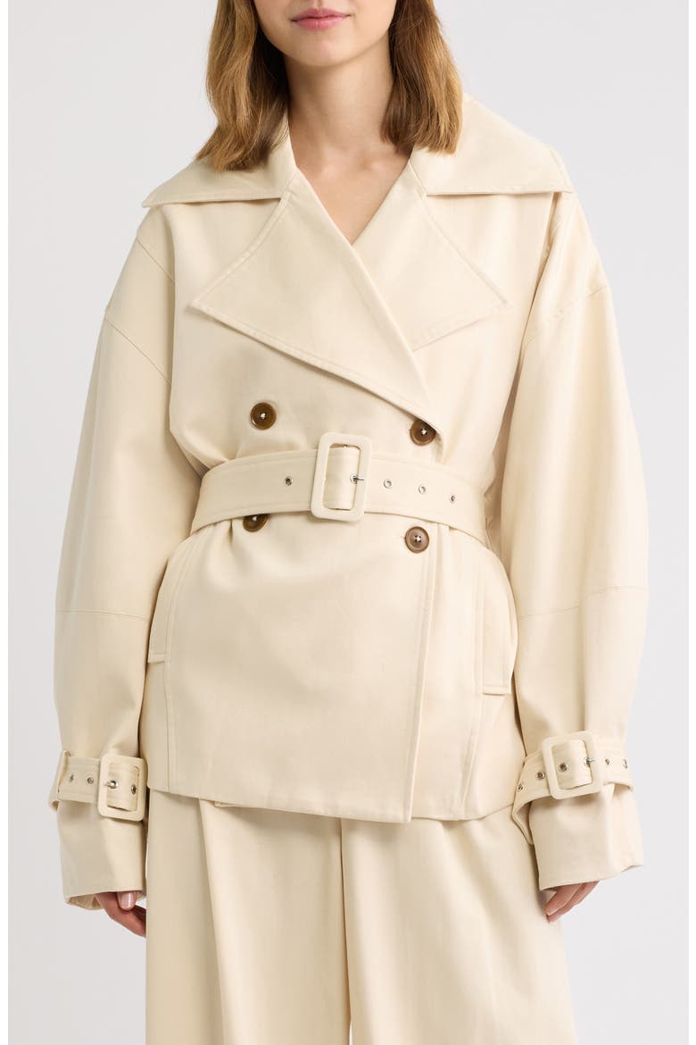 Double Breasted Short Trench Coat, Main, color, STONE