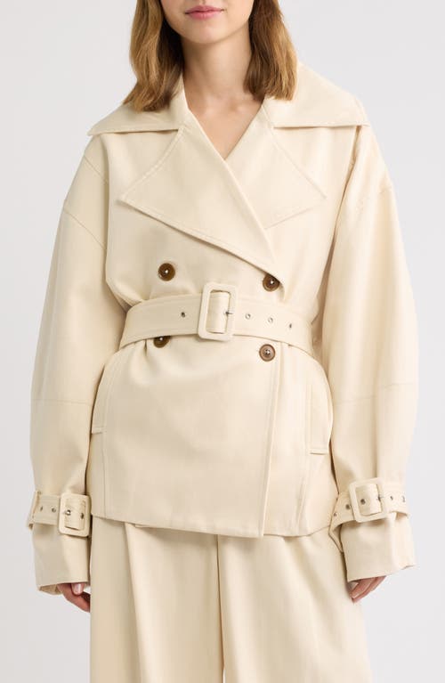 Odd Muse Double Breasted Short Trench Coat in Stone at Nordstrom, Size Small