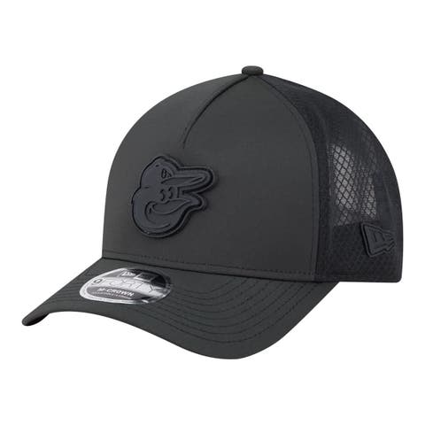 Men's New Era  Black Baltimore Orioles Badged M-Crown A-Frame 9FORTY Trucker Adjustable Hat
