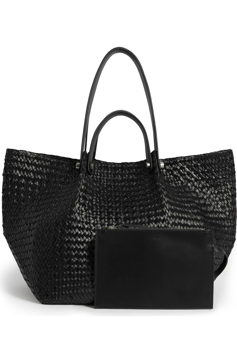 AllSaints Allington East West Straw Tote Bag, Alternate, color,