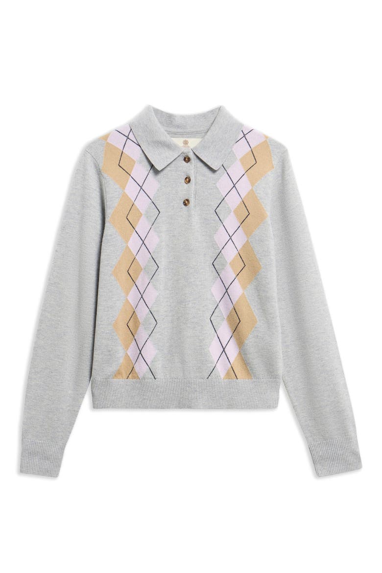 Fawne Argyle Merino Wool Sweater, Alternate, color, GREY MULTI