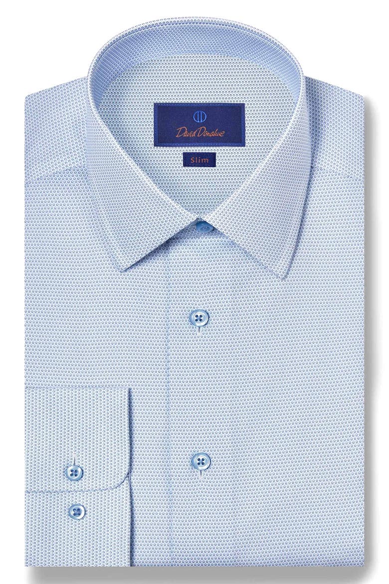 Slim Fit Neat Cotton Dress Shirt, Main, color, WHITE/ BLUE