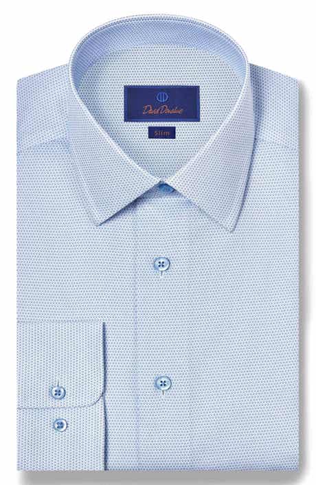 David Donahue Slim Fit Neat Cotton Dress Shirt