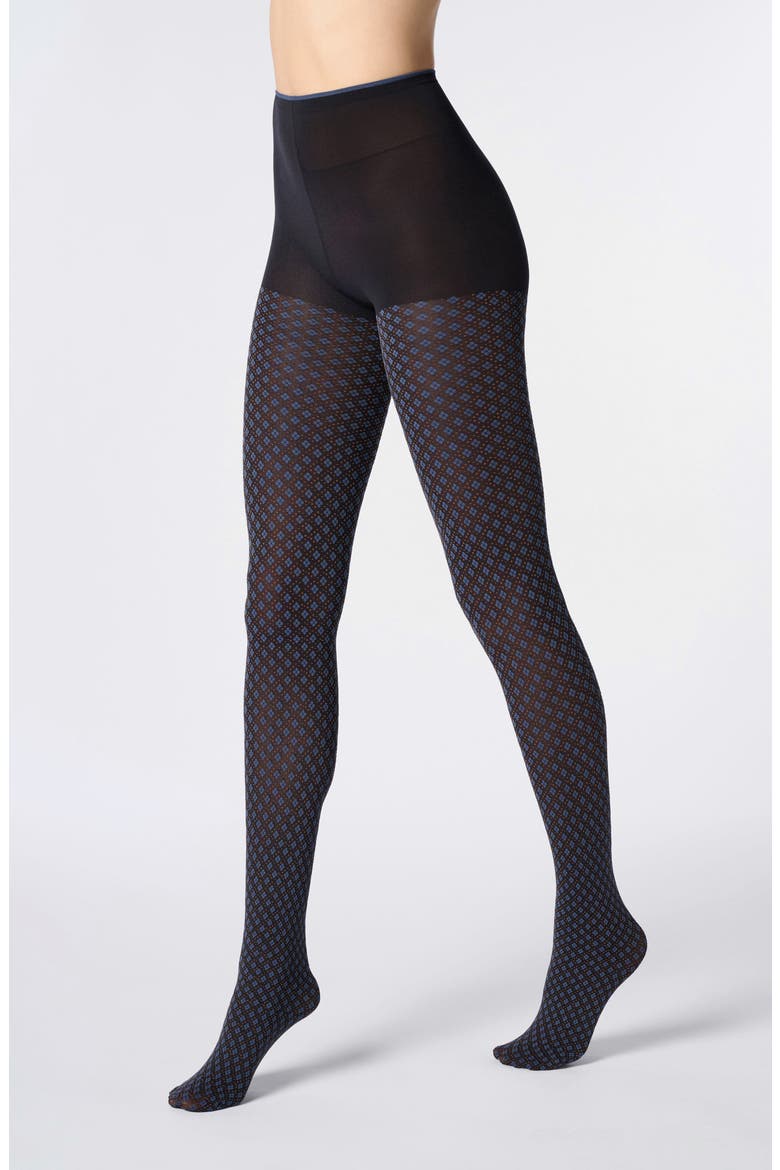 Tie Pattern Tights, Main, color, BLACK/ SKY