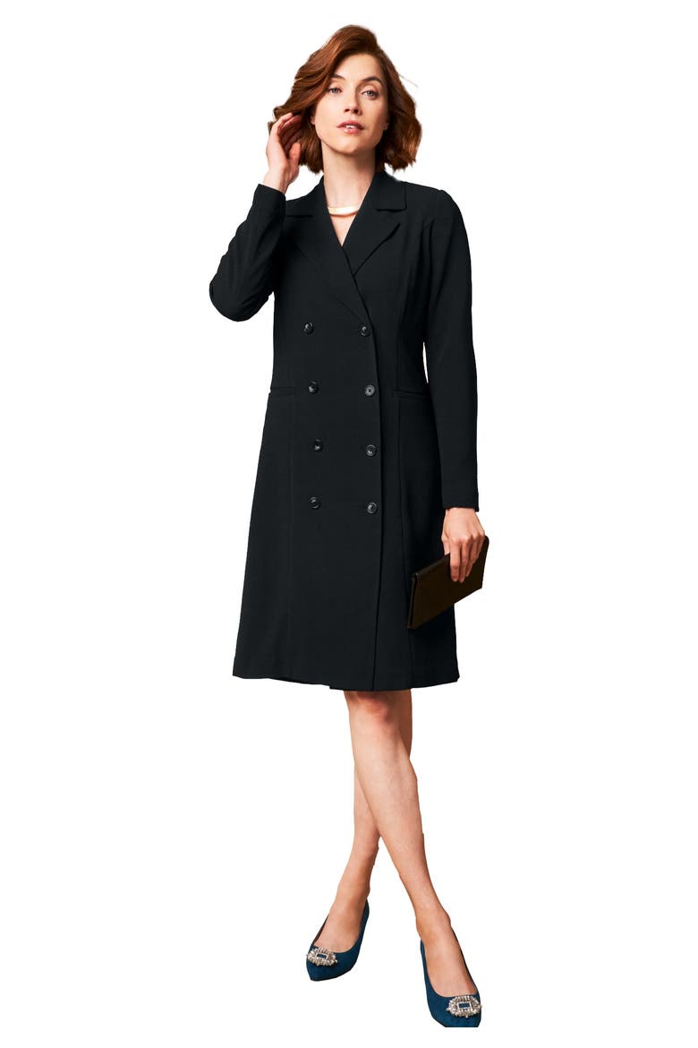 Double Breasted Jacket Dress, Main, color, BLACK